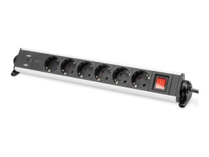 DIGITUS - power strip - with 3x USB ports - 3680 Watt