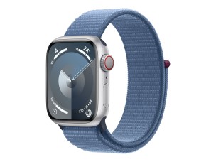 Apple Watch Series 9 (GPS + Cellular) - silver aluminium - smart watch with sport loop - winter blue - 64 GB