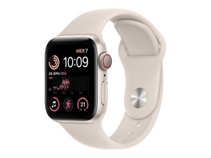 Apple Watch SE (GPS + Cellular) 2nd generation - starlight aluminium - smart watch with sport band - starlight - 32 GB