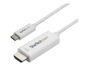 StarTech.com 3ft (1m) USB C to HDMI Cable, 4K 60Hz USB Type C to HDMI 2.0 Video Adapter Cable, Thunderbolt 3 Compatible, Laptop to HDMI Monitor/Display, DP 1.2 Alt Mode HBR2 Cable, White - 4K USB-C Video Cable (CDP2HD1MWNL) - adapter cable - HDMI / USB - 