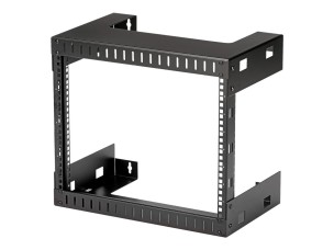 StarTech.com 8U 19" Wall Mount Network Rack - 12" Deep 2 Post Open Frame Server Room Rack for Data/AV/IT/Computer Equipment/Patch Panel with Cage Nuts & Screws 135lb Capacity, Black (RK812WALLO) - rack - 8U