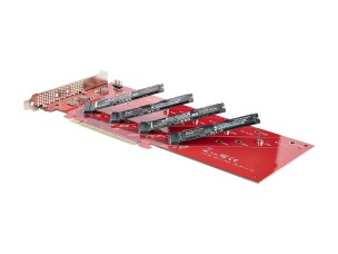 StarTech.com Quad M.2 PCIe Adapter Card, x16 Quad NVMe or AHCI M.2 SSD to PCI Express 4.0, Up to 7.8GBps/Drive, For 2242/2260/2280/22110mm PCIe M-Key M2 SSDs, Bifurcation Required - PC/Linux Compatible (QUAD-M2-PCIE-CARD-B) - interface adapter - M.2 Card 