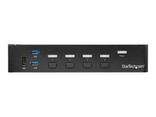 StarTech.com 4 Port DisplayPort KVM Switch - DP KVM Switch with Audio and Built-in USB 3.0 Hub for Peripherals - 4K 30Hz (SV431DPU3A2) - KVM / USB switch - 4 ports - rack-mountable