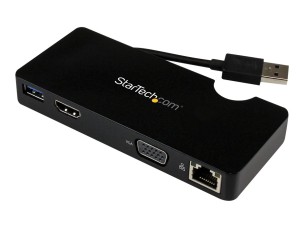 StarTech.com USB 3.0 to HDMI or VGA Adapter Dock - USB 3.0 Mini Docking Station w/ USB, GbE Ports - Portable Universal Laptop Travel Hub (USB3SMDOCKHV) - docking station - USB - HDMI - 1GbE