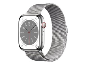Apple Watch Series 8 (GPS + Cellular) - silver stainless steel - smart watch with milanese loop - silver - 32 GB