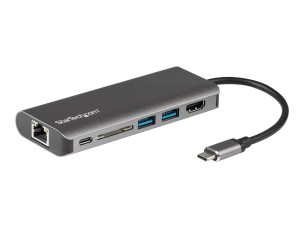 StarTech.com USB C Multiport Adapter - Portable USB-C Dock to 4K HDMI, 2-pt USB 3.0 Hub, SD/SDHC, GbE, 60W PD Pass-Through - USB Type-C/Thunderbolt 3 - NEW VERSION AVAILABLE DKT30CSDHPD3 (DKT30CSDHPD) - docking station - USB-C / Thunderbolt 3 - 1GbE