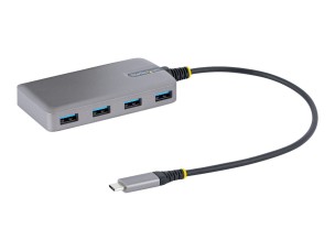 StarTech.com 4-Port USB-C Hub, USB 3.0 5Gbps, Bus Powered, USB Type-C to 4x USB-A Hub with Optional Auxiliary Power Input, Portable Desktop/Laptop USB Hub with 1ft (30cm) Attached Cable - USB Expansion Hub (5G4AB-USB-C-HUB) - hub - 4 ports