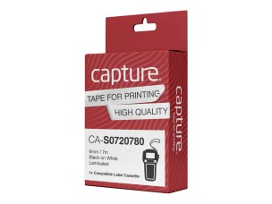 Capture - label tape - laminated - 1 cassette(s) - Roll (0.6cm x 7m) (alternative for: DYMO S0720780, DYMO 43613)