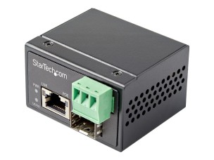 StarTech.com PoE+ Industrial Fiber to Ethernet Media Converter 30W, SFP to RJ45, Singlemode/Multimode Fiber Optic to Copper Gigabit Ethernet, Mini/Compact Size, IP-30/ -40 to +75C, 1Gbps - Mini Media Converter (IMC1GSFP30W) - fibre media converter - 1GbE,