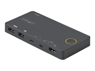 StarTech.com 2 Port Hybrid USB-A + HDMI & USB-C KVM Switch, Single 4K 60Hz HDMI 2.0 Monitor, Compact Desktop and/or Laptop HDMI KVM Switch, USB Bus Powered, Thunderbolt 3 Compatible - 2 Port HDMI KVM Switch (SV221HUC4K) - KVM / audio switch - 2 ports