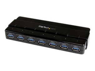 StarTech.com 7 Port USB 3.0 Hub – Up To 5 Gbps – 7 x USB – Universal Multi Port USB Extender for Your Desktop – USB Powered (ST7300USB3B) - hub - 7 ports