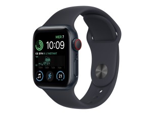 Apple Watch SE (GPS + Cellular) 2nd generation - midnight aluminium - smart watch with sport band - midnight - 32 GB