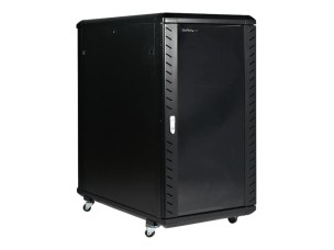 StarTech.com 22U Server Rack Cabinet with secure locking door - 4 Post Adjustable Depth (5.5" to 28.7") - 1768 lb capacity - 19 inch Portable Network Equipment Enclosure on wheels/casters (RK2236BKF) - rack - 22U
