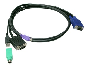 LevelOne ACC-3201 - keyboard / video / mouse (KVM) cable kit - HD-15 (VGA) to USB, PS/2, HD-15 (VGA) - 1.8 m