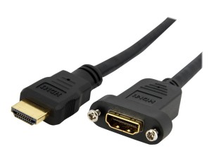 StarTech.com 3ft HDMI Female to Male Adapter, 4K High Speed Panel Mount HDMI Cable, 4K 30Hz UHD HDMI, 10.2 Gbps Bandwdith, 4K HDMI 1.4 Video, HDCP 1.4, HDMI Female to HDMI Male Cable - HDMI Panel Mount Connector - HDMI cable - 91 cm