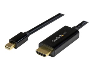 StarTech.com Mini DisplayPort to HDMI Adapter Cable - mDP to HDMI Adapter with Built-in Cable - Black - 5 m (15 ft.) - Ultra HD 4K 30Hz (MDP2HDMM5MB) - adapter cable - DisplayPort / HDMI - 5 m