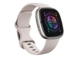 Fitbit Sense 2 - platinum aluminium - smart watch with band - lunar white