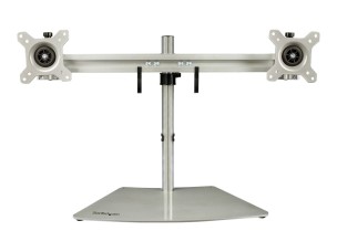 StarTech.com Dual Monitor Stand, Ergonomic Free Standing Dual Monitor Desktop Stand for two 24" VESA Mount Displays, Synchronized Height Adjustable, Double Monitor Pole Mount, Silver - Double Monitor Holder (ARMDUOSS) stand - for 2 monitors - black, silve