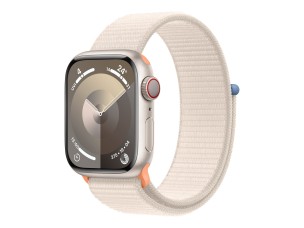 Apple Watch Series 9 (GPS + Cellular) - starlight aluminium - smart watch with sport loop - starlight - 64 GB