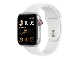 Apple Watch SE (GPS + Cellular) 2nd generation - silver aluminium - smart watch with sport band - white - 32 GB