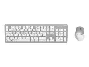 Hama KMW-700 - keyboard and mouse set - QWERTZ - German - white, silver Input Device