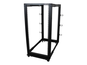 StarTech.com 25U 19" Open Frame Server Rack, 4 Post Adjustable Depth 22-40" Mobile, Free Standing Rolling Network/Computer Equipment Data Rack, Dell PowerEdge, HP ProLiant ThinkServer - Adjustable Server Rack (4POSTRACK25U) - rack - 25U