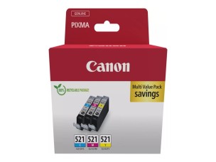 Canon CLI-521 C/M/Y Multi pack - 3-pack - yellow, cyan, magenta - original - ink tank