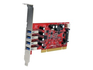 StarTech.com 4 Port PCI SuperSpeed USB 3.0 Adapter Card with SATA/SP4 Power - Quad Port PCI USB 3 Controller Card (PCIUSB3S4) - USB adapter - PCI-X - USB 3.0 x 4