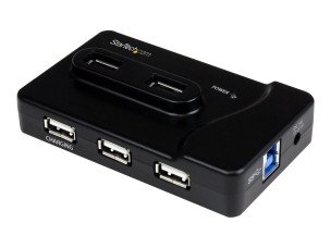 StarTech.com 7 Port USB Hub - 2 x USB 3A, 4 x USB 2A, 1 x Dedicated Charging Port - Multi Port Powered USB Hub with 20W Power Adapter (ST7320USBC) - hub - 6 ports