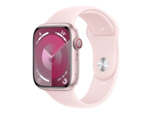 Apple Watch Series 9 (GPS + Cellular) - pink aluminium - smart watch with sport band - light pink - 64 GB