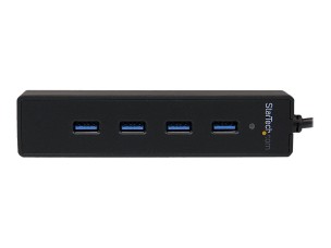 StarTech.com 4-Port USB 3.0 Hub with Built-in Cable - SuperSpeed Laptop USB Hub - Portable USB Splitter - Mini USB Hub (ST4300PBU3) - hub - 4 ports