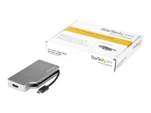 StarTech.com USB C Multiport Video Adapter with HDMI, VGA, Mini DisplayPort or DVI, USB Type C Monitor Adapter to HDMI 2.0 or mDP 1.2 (4K 60Hz), VGA or DVI (1080p), Space Gray Aluminum - 4-in-1 USB-C Converter - adapter - Mini DisplayPort / HDMI / DVI / U