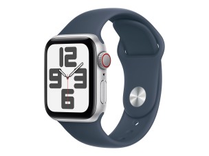 Apple Watch SE (GPS + Cellular) 2nd generation - silver aluminium - smart watch with sport band - storm blue - 32 GB