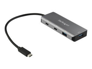 StarTech.com 4 Port USB C Hub w/ 2x USB A & 2x USB C, SuperSpeed 10Gbps USB Type-C 3.1/3.2 Gen 2 Hub, USB Bus Powered, Portable USB-C to USB Adapter Hub, Aluminum, 9.8" (25cm) Cable - Windows/macOS/Linux - hub - 4 ports