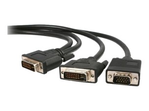 StarTech.com 6 ft DVI-I Male to DVI-D Male and HD15 VGA Male Video Splitter Cable - DVI to VGA connector - 6ft DVI to VGA Cable (DVIVGAYMM6) - DVI splitter - 1.8 m