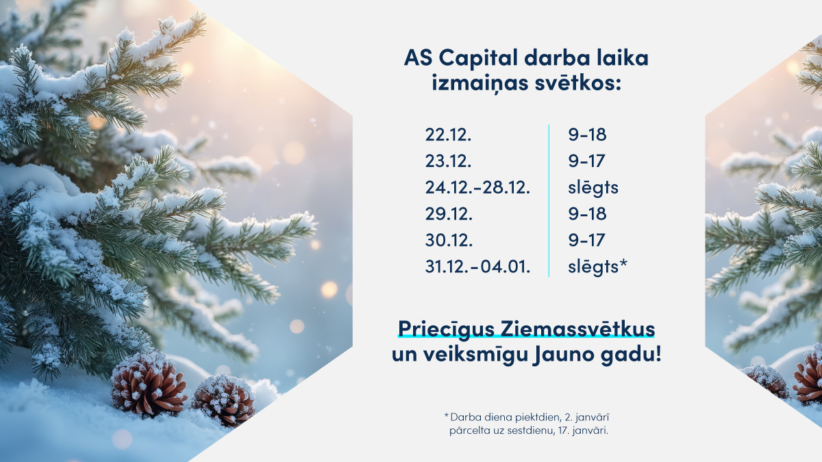 AS Capital darba laika izmaiņas svētkos